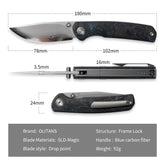 M070-SLD Folding Knife(3.07''+SLD Magic+Carbon fibre)-Liner Lock-thumb stud-OLITANS